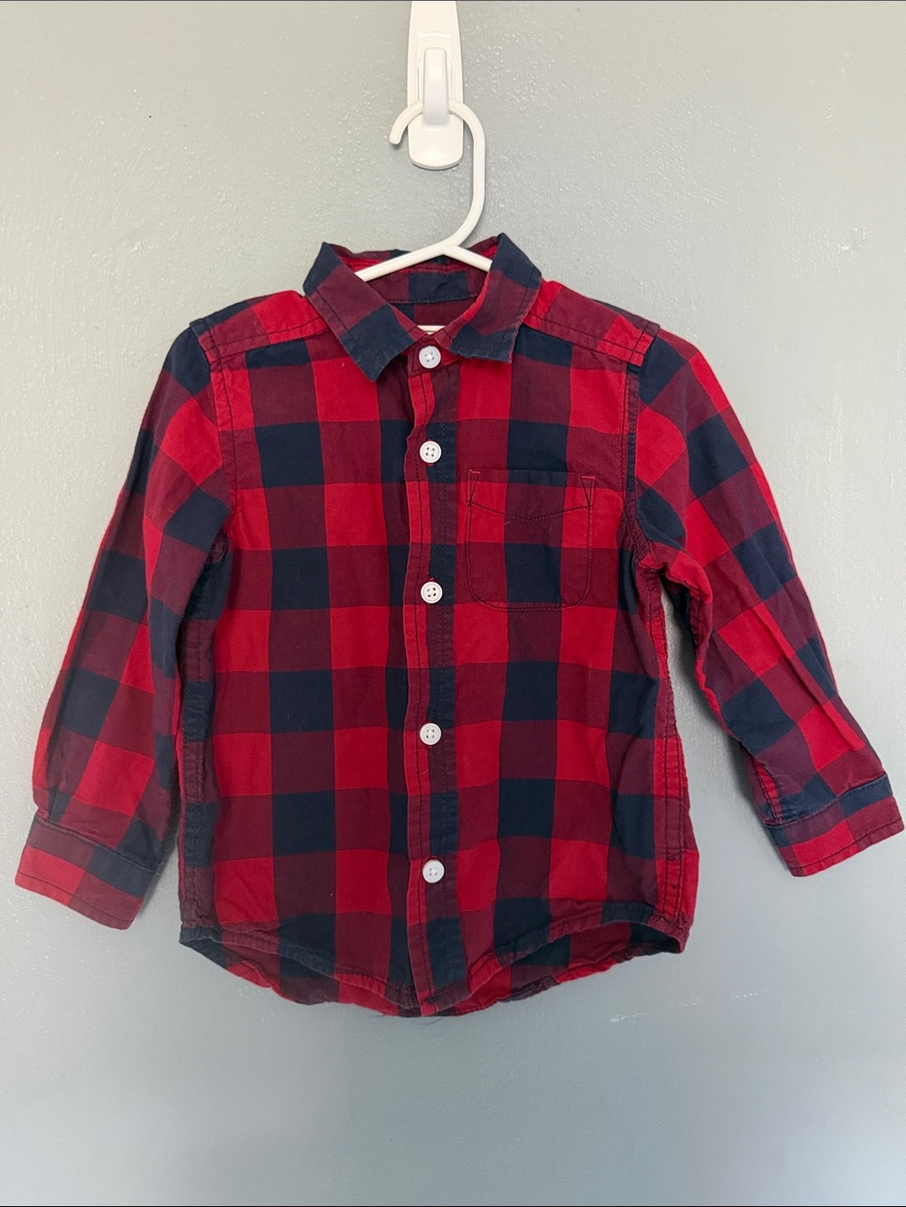 Place Classic Red Buffalo Plaid Cotton Button Down Shirt 2T